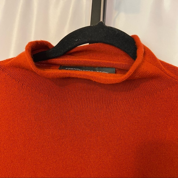 French Connection Reddish Orange Mock Neck Long Sleeve Sweater, size Medium - Picture 4 of 8